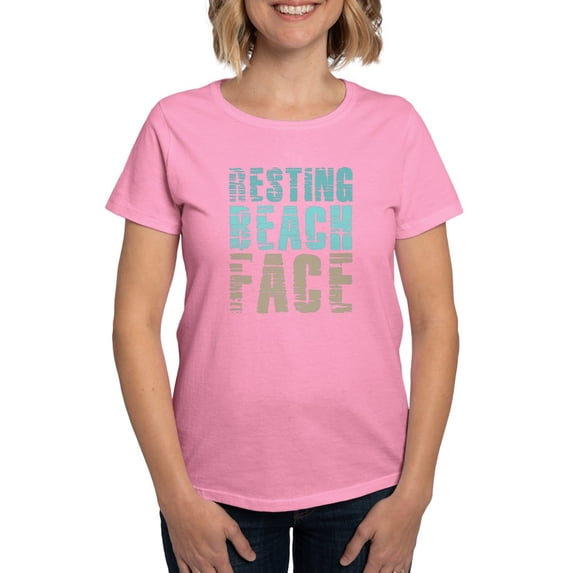 CafePress - Resting Beach Face Color Women's Dark T Shirt - Women's Traditional Fit Dark T-Shirt