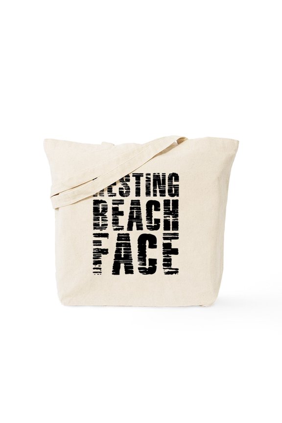 - Resting Beach Face Tote Bag - Unisex Canvas Tote Bag, Beige, 1-Piece