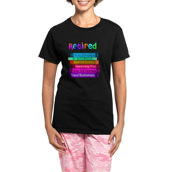 CafePress - Retired BOOK STACK Women's Dark Pajamas - Women's Short Sleeve Print T-Shirt and Pants Dark Cotton Pajama Set
