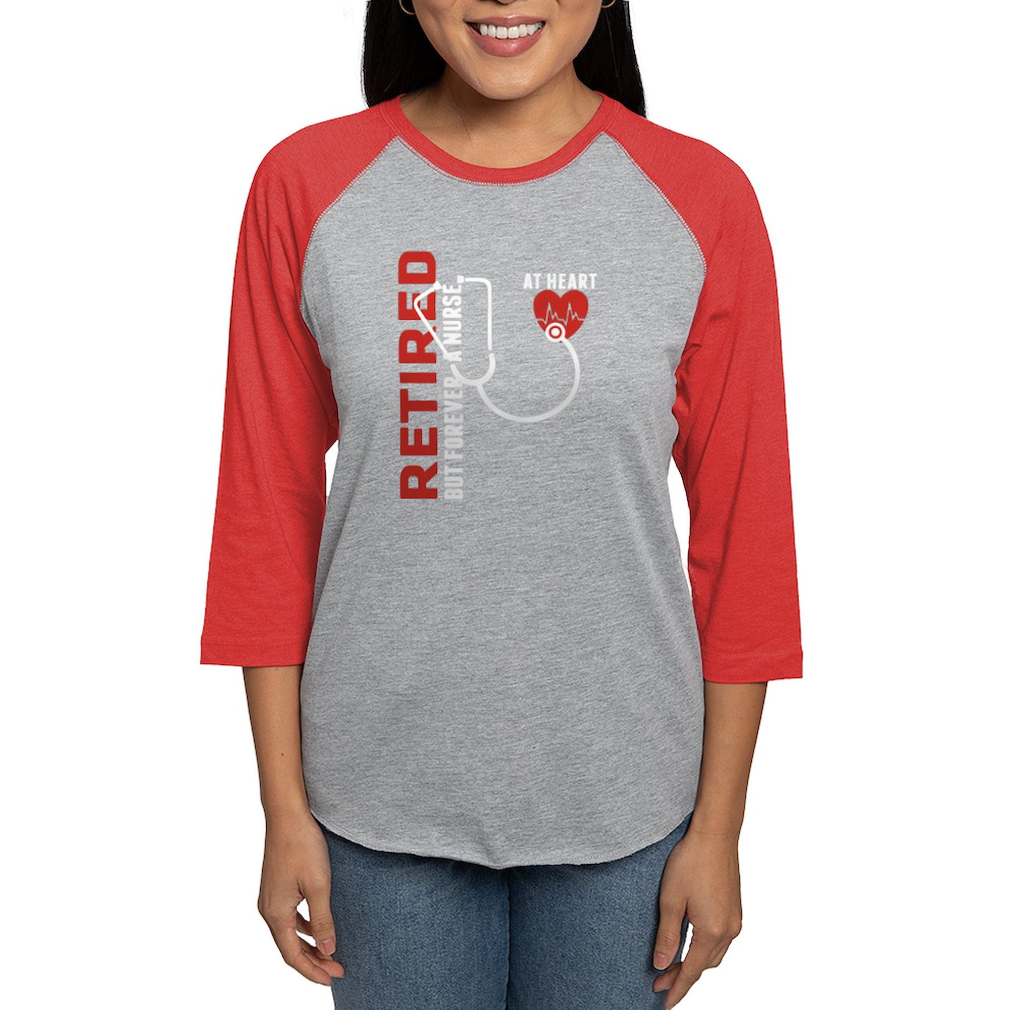 CafePress - Retired Nurse Heart Women's Baseball T Shirt - Womens Baseball Tee
