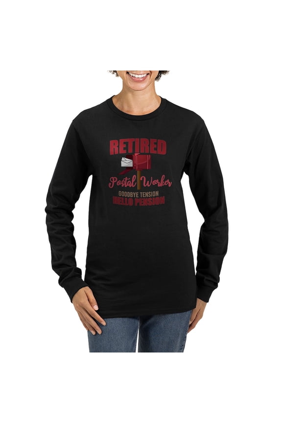 - Retired Postal Worker Funny Po Long Sleeve T Shirt - Women's Long Sleeve Graphic Tee Casual Fit