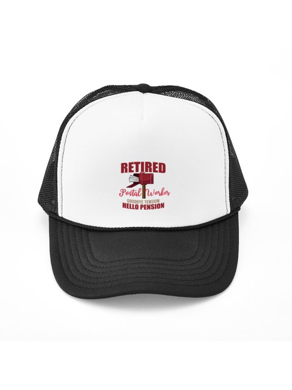 - Retired Postal Worker Funny Postman He - Adjustable Unisex Printed Trucker Hat with Mesh Back