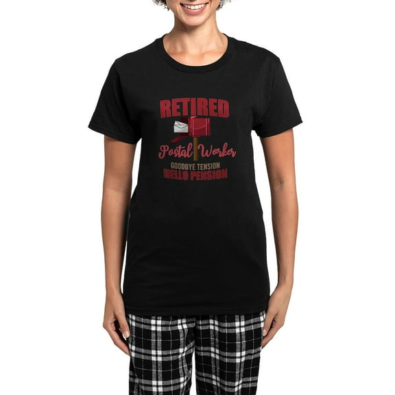 CafePress - Retired Postal Worker Funny Postman Hello Pajamas - Women's Short Sleeve Print T-Shirt and Pants Dark Cotton Pajama Set