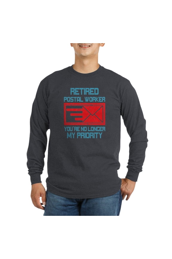 - Retired Postal Worker Graphic: Long Sleeve T Shirt - Long Sleeve Dark T-Shirt