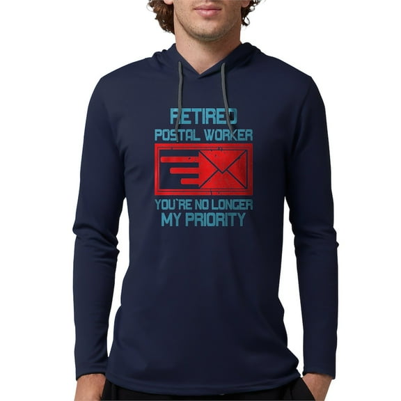 CafePress - Retired Postal Worker Graphic: Long Sleeve T Shirt - Mens Hooded Shirt