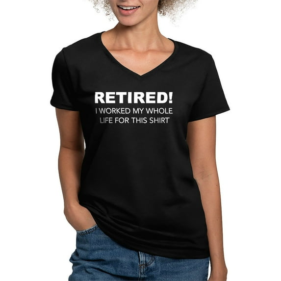 CafePress - Retired T Shirt - Women's V-Neck Dark T-Shirt