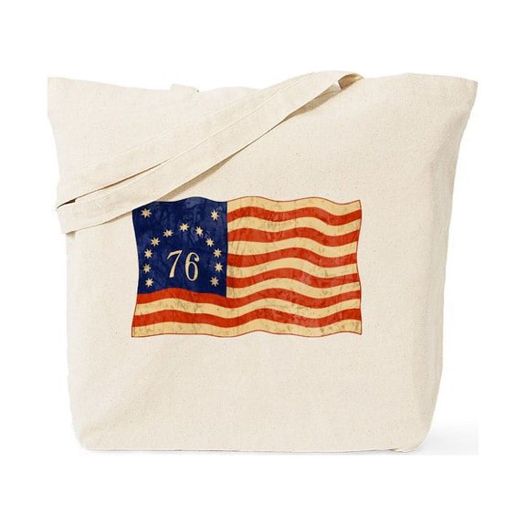 CafePress - Retro 1776 American Flag Tote Bag - Unisex Canvas Tote Bag, Beige, 1-Piece