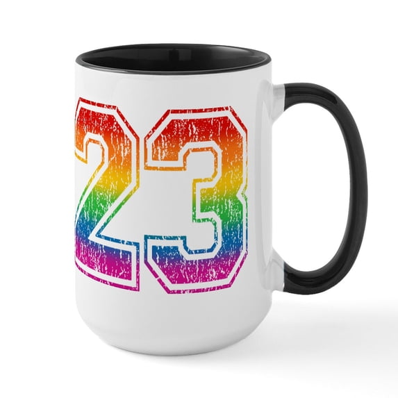 CafePress - Retro 23 Rainbow Mugs - 15 oz Ceramic Large White Novelty Mug