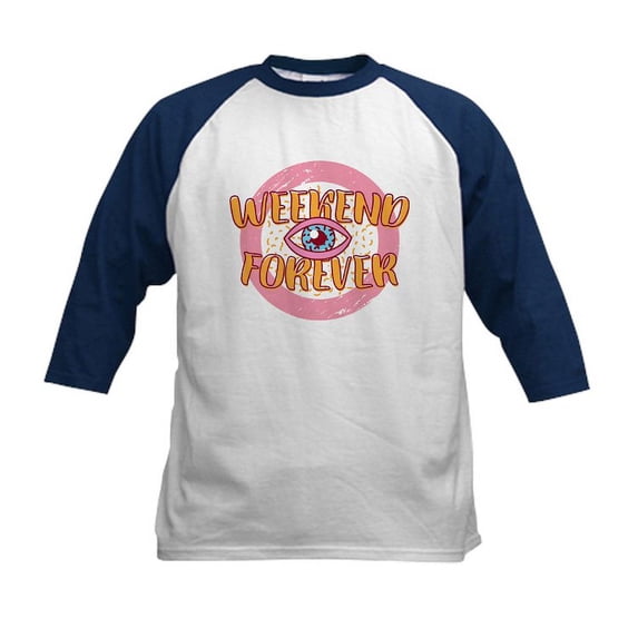 CafePress - Retro 80S Weekend Forever Baseball Jersey - Kids Cotton Baseball Jersey, 3/4 Sleeve Shirt