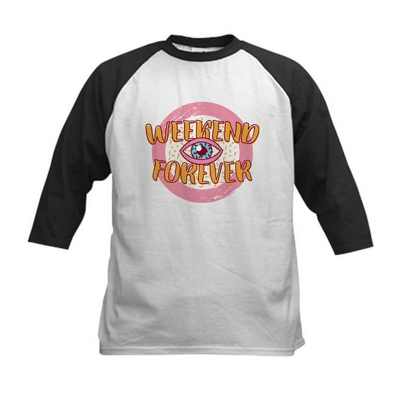CafePress - Retro 80S Weekend Forever Baseball Jersey - Kids Cotton Baseball Jersey, 3/4 Sleeve Shirt