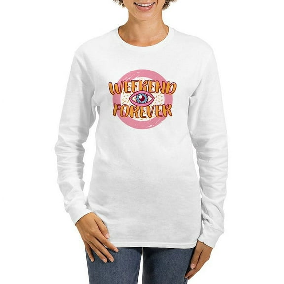 CafePress - Retro 80S Weekend Forever Long Sleeve T Shirt - Women's Long Sleeve Graphic Casual T-Shirt
