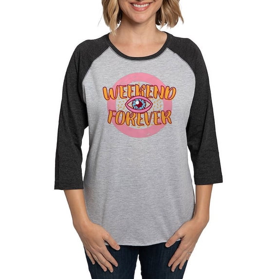 CafePress - Retro 80S Weekend Forever Long Sleeve T Shirt - Womens Baseball Tee