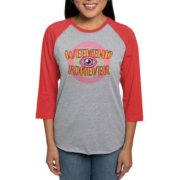 CafePress - Retro 80S Weekend Forever Long Sleeve T Shirt - Womens Baseball Tee