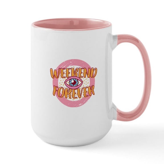 CafePress - Retro 80S Weekend Forever Mugs - 15 oz Ceramic Large White Novelty Mug