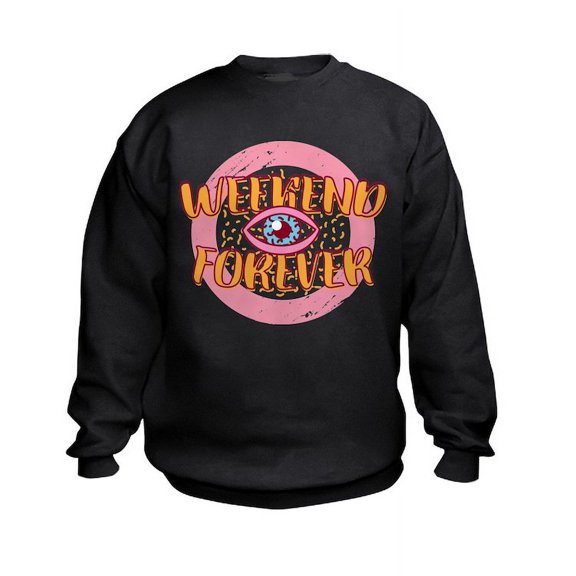 CafePress - Retro 80S Weekend Forever Sweatshirt - Kids Sweatshirt, Youth Crew Neck Sweatshirt
