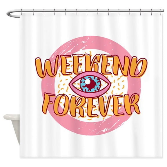 CafePress - Retro 80S Weekend Forever - Unique Fabric Shower Curtain 70" x 72"