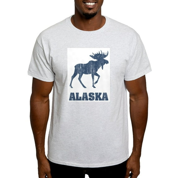 CafePress - Retro Alaska Moose Ash Grey T Shirt - Men's Classic Graphic T-Shirt