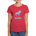 thumbnail image 1 of CafePress - Retro Alaska Moose Women's Dark T Shirt - Women's Traditional Fit Dark T-Shirt, 1 of 4