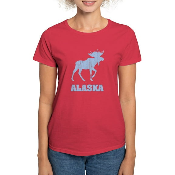 CafePress - Retro Alaska Moose Women's Dark T Shirt - Women's Traditional Fit Dark T-Shirt