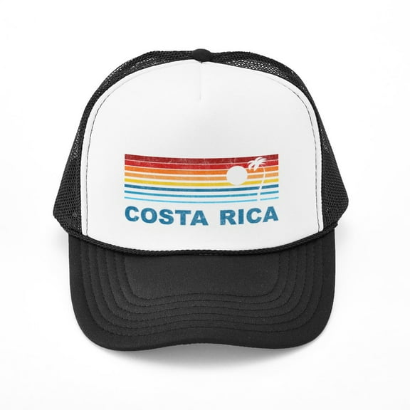 CafePress - Retro Costa Rica Palm Tree - Adjustable Unisex Printed Trucker Hat with Mesh Back