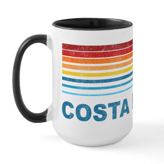 CafePress - Retro Costa Rica Palm Tree Large Mug - 15 oz Ceramic Large White Novelty Mug