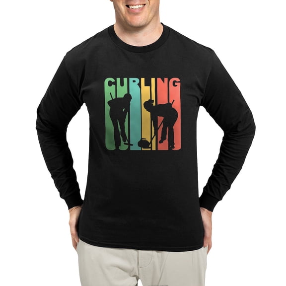 CafePress - Retro Curling Long Sleeve T Shirt - Long Sleeve Dark T-Shirt