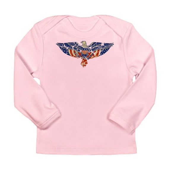 CafePress - Retro Eagle And USA Flag Long Sleeve Infant T Shir - Long Sleeve Infant T-Shirt