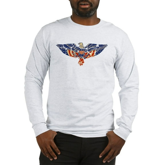 CafePress - Retro Eagle And USA Flag Long Sleeve T Shirt - Unisex Cotton Long Sleeve T-Shirt