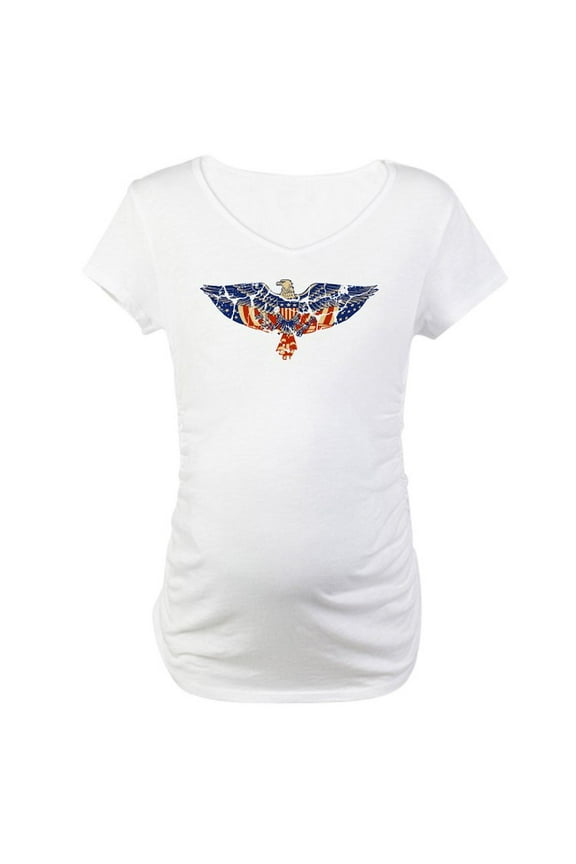 - Retro Eagle And USA Flag Maternity T Shirt - Cotton Maternity T-shirt, Cute & Funny Pregnancy Tee