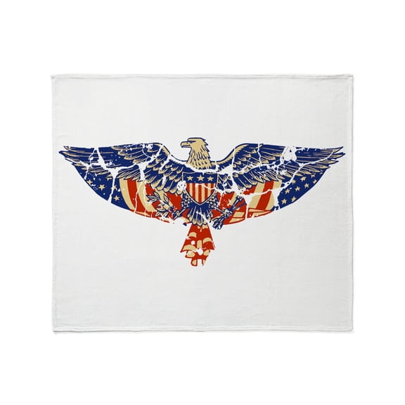 CafePress - Retro Eagle And USA Flag Throw Blanket - Soft Fleece Throw Blanket, 50"x60" for All Ages