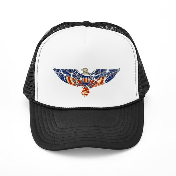 CafePress - Retro Eagle And USA Flag - Adjustable Unisex Printed Trucker Hat with Mesh Back