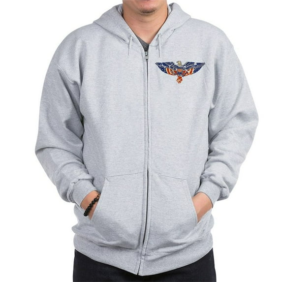 CafePress - Retro Eagle And USA Flag Zip Hoodie - Zip Hoodie, Classic Hooded Sweatshirt with Metal Zipper