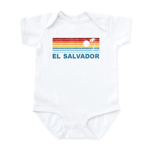 CafePress - Retro El Salvador Palm Tree Infant Bodysuit - Baby Light Bodysuit, Size Newborn - 24 Months