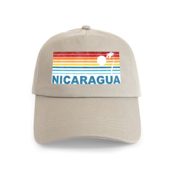 CafePress - Retro Nicaragua Palm Tree Cap - Adjustable 100% Brushed Unisex Casual Cotton Baseball Cap, Beige, 1