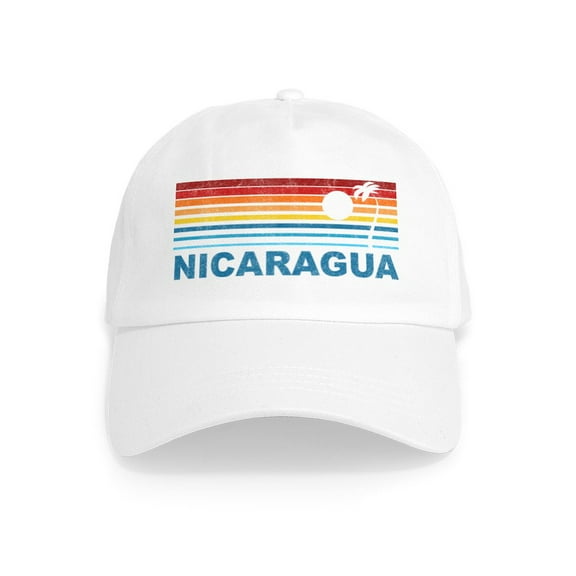 CafePress - Retro Nicaragua Palm Tree Cap - Adjustable 100% Brushed Unisex Casual Cotton Baseball Cap, Beige, 1