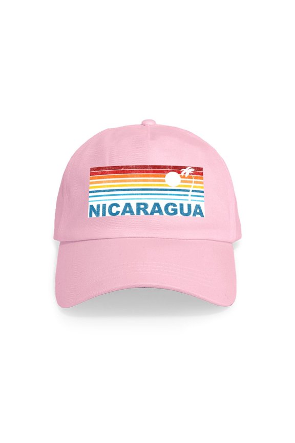 - Retro Nicaragua Palm Tree Cap - Adjustable 100% Brushed Unisex Casual Cotton Baseball Cap, Beige, 1