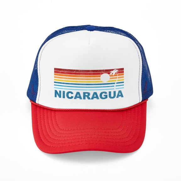 CafePress - Retro Nicaragua Palm Tree - Adjustable Unisex Printed Trucker Hat with Mesh Back