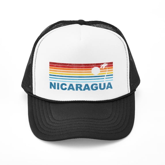 CafePress - Retro Nicaragua Palm Tree - Adjustable Unisex Printed Trucker Hat with Mesh Back