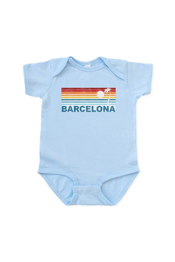 - Retro Palm Tree Barcelona Infant Bodysuit - Baby Light Bodysuit, Size Newborn - 24 Months