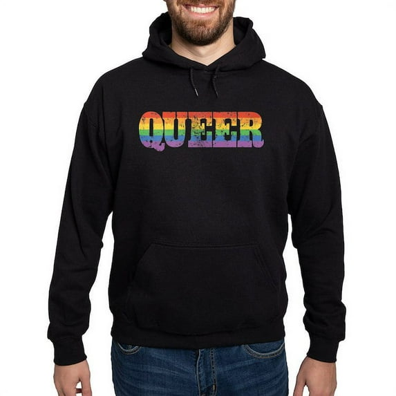 CafePress - Retro Queer Hoodie (Dark) - Pullover Hoodie, Classic, Comfortable Hooded Sweatshirt