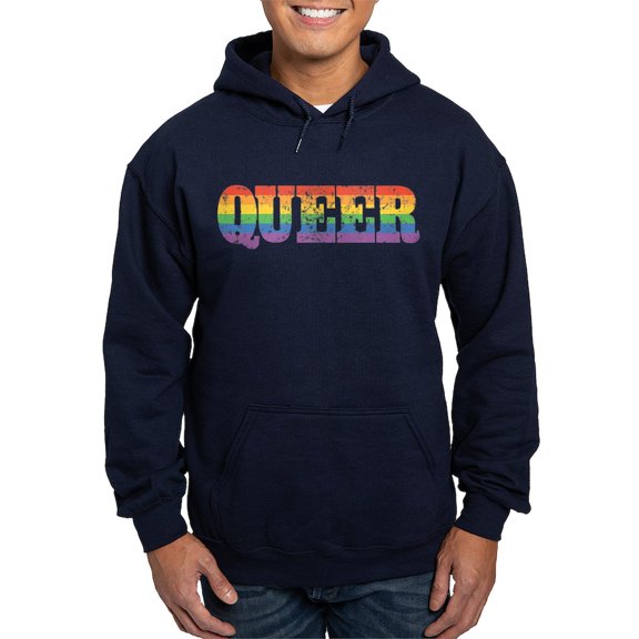 CafePress - Retro Queer Hoodie (Dark) - Pullover Hoodie, Classic, Comfortable Hooded Sweatshirt