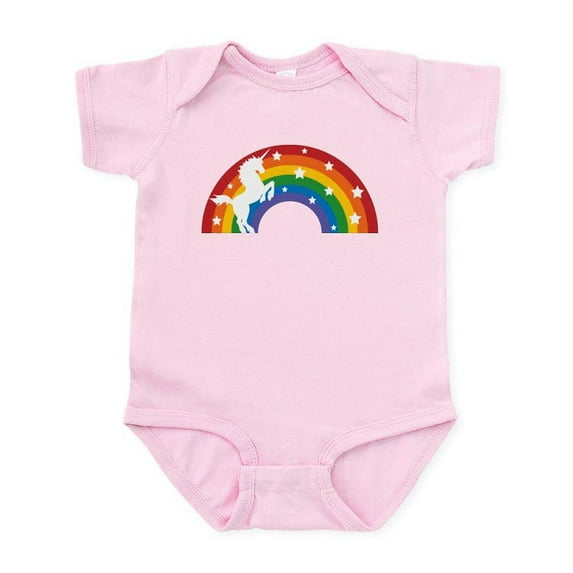 CafePress - Retro Rainbow Unicorn Body Suit - Baby Light Bodysuit, Size Newborn - 24 Months