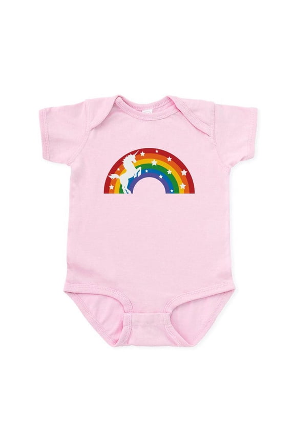 - Retro Rainbow Unicorn Body Suit - Baby Light Bodysuit, Size Newborn - 24 Months