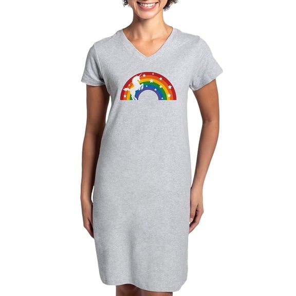 CafePress - Retro Rainbow Unicorn - Women's Nightshirt