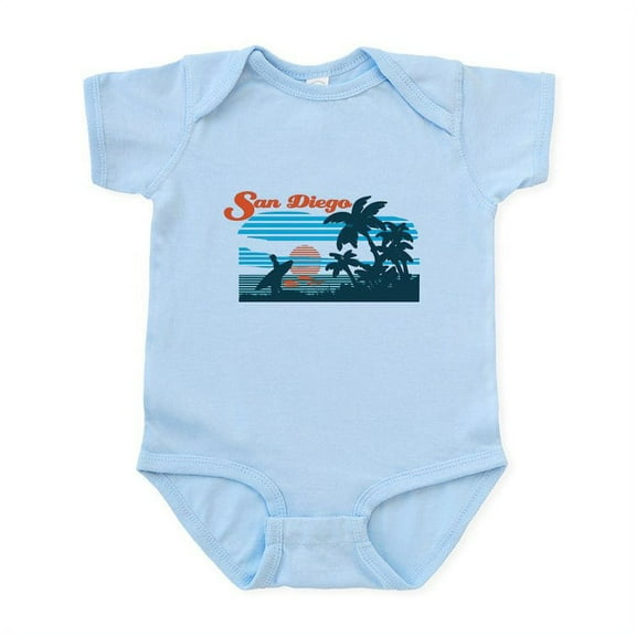 CafePress - Retro San Diego Surf Body Suit - Baby Light Bodysuit, Size Newborn - 24 Months
