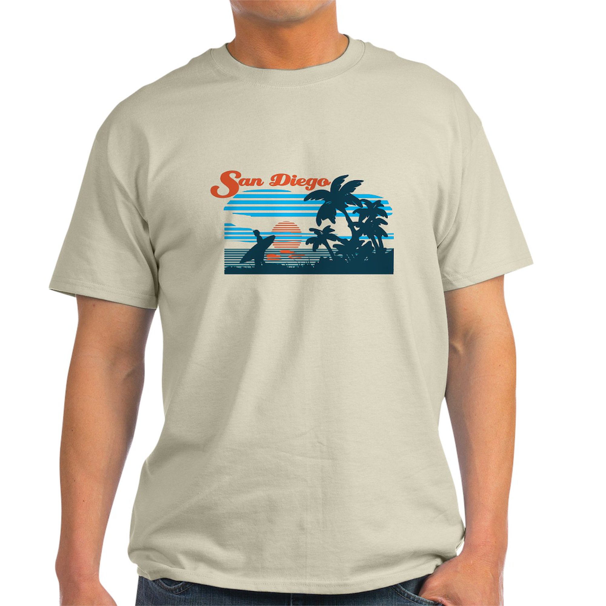 CafePress - Retro San Diego Surf T Shirt - Light T-Shirt - CP - image 1 of 4