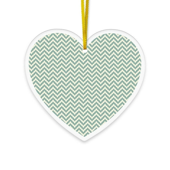 CafePress - Retro Teal Chevron Pattern - Acrylic Heart Christmas Ornament