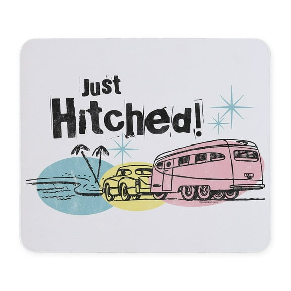 CafePress - Retro Trailer Just Hitched Mousepad - Non-slip Rubber Mousepad, Gaming Mouse Pad