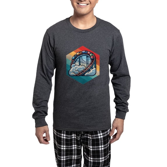 CafePress - Retro Vintage Roller Coaster - Men's Long Sleeve Charcoal Pajama Set