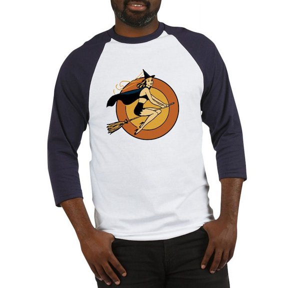 CafePress - Retro Witch Baseball Jersey - Cotton Baseball Jersey, 3/4 Raglan Sleeve Shirt